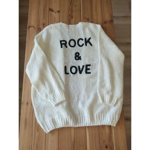 White Cardigan Rock & Love Sweater Open Front Large L Pretty Garden Trending